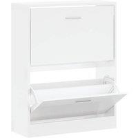 Berkfield Home Shoe Cabinet High Gloss White 63x24x81 cm Engineered Wood | Size: 63 x 24 x 81 cm