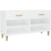 Berkfield Home Shoe Cabinet High Gloss White 102x35x55 cm Engineered Wood | Size: 102 x 35 x 55 cm