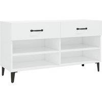 Berkfield Home Shoe Cabinet High Gloss White 102x35x55 cm Engineered Wood | Size: 102 x 35 x 55 cm