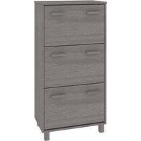 Berkfield Home Shoe Cabinet HAMAR Light Grey 59.5x35x117 cm Solid Wood Pine