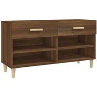 Berkfield Home Shoe Cabinet Brown Oak 102x35x55 cm Engineered Wood | Size: 102 x 35 x 55 cm