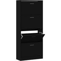 Berkfield Home Shoe Cabinet Black 63x24x147 cm Engineered Wood | Size: 63 x 24 x 147 cm