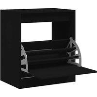 Berkfield Home Shoe Cabinet Black 60x42x69 cm Engineered Wood | Size: 60 x 42 x 69 cm