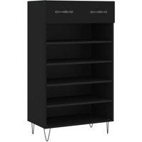 Berkfield Home Shoe Cabinet Black 60x35x105 cm Engineered Wood | Size: 60 x 35 x 105 cm