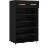 Berkfield Home Shoe Cabinet Black 60x35x105 cm Engineered Wood | Size: 60 x 35 x 105 cm