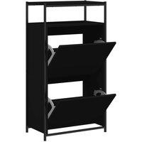 Berkfield Home Shoe Cabinet Black 60x34x112 cm Engineered Wood | Size: 60 x 34 x 112 cm