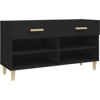 Berkfield Home Shoe Cabinet Black 102x35x55 cm Engineered Wood | Size: 102 x 35 x 55 cm