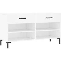 Berkfield Home Shoe Bench White 102x35x55 cm Engineered Wood | Size: 102 x 35 x 55 cm