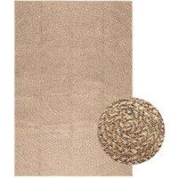 Berkfield Home Rug 140x200 cm Jute Look Indoor & Outdoor in Brown | Size: 100 cm diameter