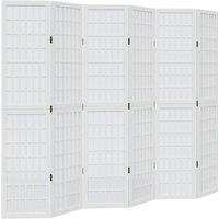 Berkfield Home Room Divider 6 Panels White Solid Wood Paulownia