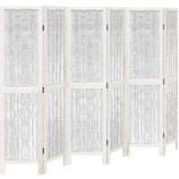 Berkfield Home Room Divider 6 Panels White Solid Wood Paulownia