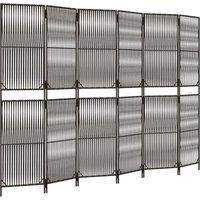 Berkfield Home Room Divider 6 Panels Grey Poly Rattan