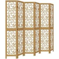 Berkfield Home Room Divider 6 Panels Brown Solid Wood Paulownia