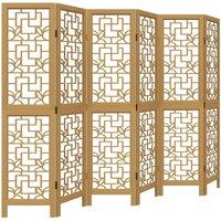Berkfield Home Room Divider 6 Panels Brown Solid Wood Paulownia