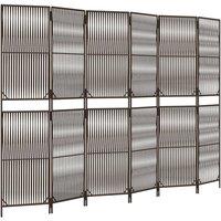 Berkfield Home Room Divider 6 Panels Brown Poly Rattan