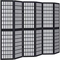 Berkfield Home Room Divider 6 Panels Black Solid Wood Paulownia
