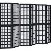 Berkfield Home Room Divider 6 Panels Black Solid Wood Paulownia