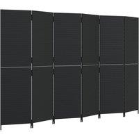 Berkfield Home Room Divider 6 Panels Black Poly Rattan