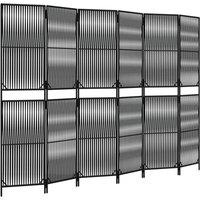 Berkfield Home Room Divider 6 Panels Black Poly Rattan