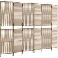 Berkfield Home Room Divider 6 Panels Beige Poly Rattan