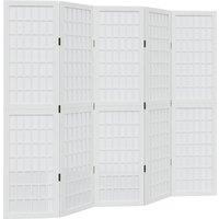 Berkfield Home Room Divider 5 Panels White Solid Wood Paulownia