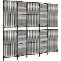 Berkfield Home Room Divider 5 Panels Grey Poly Rattan