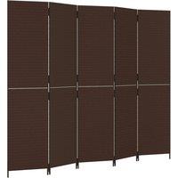 Berkfield Home Room Divider 5 Panels Brown Poly Rattan