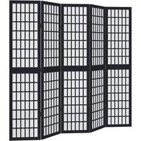 Berkfield Home Room Divider 5 Panels Black Solid Wood Paulownia