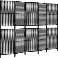 Berkfield Home Room Divider 5 Panels Black Poly Rattan