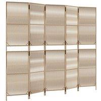 Berkfield Home Room Divider 5 Panels Beige Poly Rattan