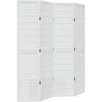 Berkfield Home Room Divider 4 Panels White Solid Wood Paulownia