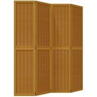 Berkfield Home Room Divider 4 Panels Brown Solid Wood Paulownia