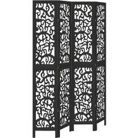 Berkfield Home Room Divider 4 Panels Black Solid Wood Paulownia