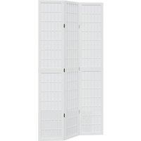 Berkfield Home Room Divider 3 Panels White Solid Wood Paulownia