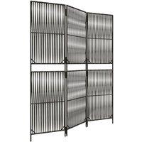 Berkfield Home Room Divider 3 Panels Grey Poly Rattan