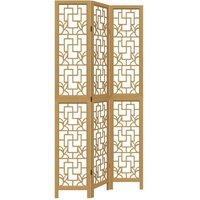 Berkfield Home Room Divider 3 Panels Brown Solid Wood Paulownia