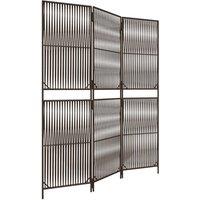 Berkfield Home Room Divider 3 Panels Brown Poly Rattan