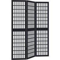 Berkfield Home Room Divider 3 Panels Black Solid Wood Paulownia