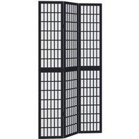 Berkfield Home Room Divider 3 Panels Black Solid Wood Paulownia