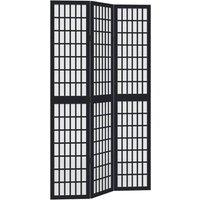 Berkfield Home Room Divider 3 Panels Black Solid Wood Paulownia