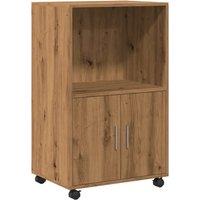 Berkfield Home Rolling Cabinet Artisian Oak 55x40x91 cm Engineered Wood in Brown | Size: 55 x 40 x 91 cm