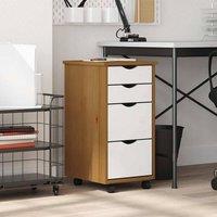 Berkfield Home Rolling Cabinet with Drawers MOSS Honey Brown Solid Wood Pine