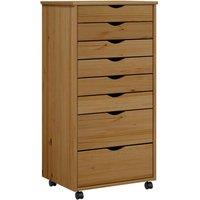 Berkfield Home Rolling Cabinet with Drawers MOSS Honey Brown Solid Wood Pine