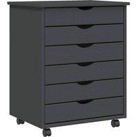 Berkfield Home Rolling Cabinet with Drawers MOSS Grey Solid Wood Pine