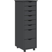 Berkfield Home Rolling Cabinet with Drawers MOSS Grey Solid Wood Pine
