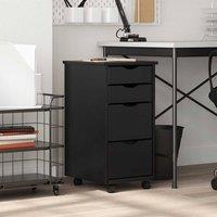 Berkfield Home Rolling Cabinet with Drawers MOSS Black Solid Wood Pine