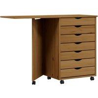 Berkfield Home Rolling Cabinet with Desk MOSS Honey Brown Solid Wood Pine