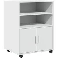 Berkfield Home Rolling Cabinet White 60x48x81 cm Engineered Wood | Size: 60 x 48 x 81 cm