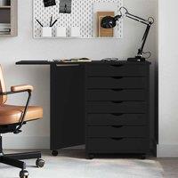 Berkfield Home Rolling Cabinet with Desk MOSS Black Solid Wood Pine