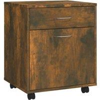 Berkfield Home Rolling Cabinet Smoked Oak 45x38x54 cm Engineered Wood in Brown | Size: 45 x 38 x 54 cm